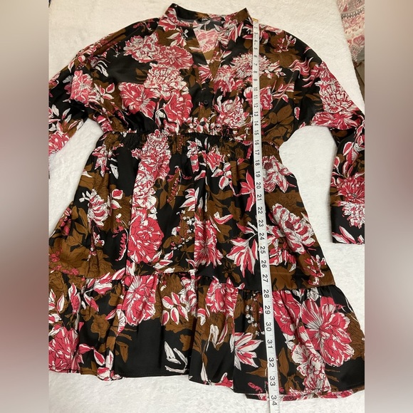 ZARA Printed Floral Long Sleeve Mini Dress Size S Authentic! - Picture 11 of 12